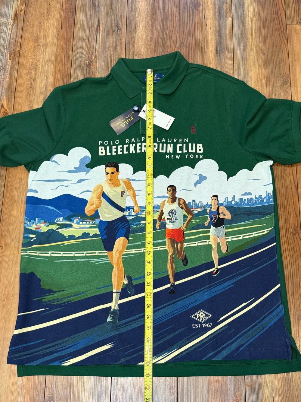 NWT Polo Ralph Lauren Green Bleecker Run Club Graphic Polo P-wing Classic fit XL - Picture 6 of 9